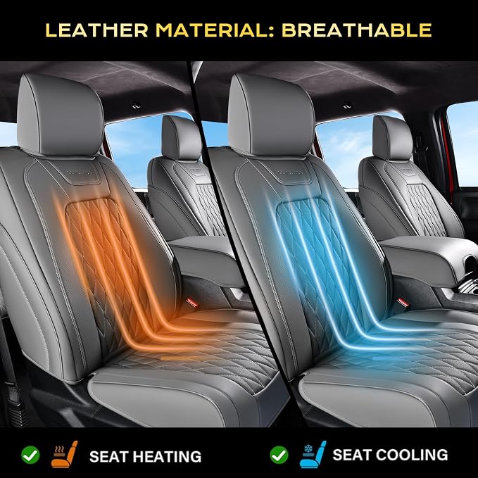 Coverado Leather Rear Seat Covers Fit for Ford F150 F250 F350 F450, Waterproof Ford Truck Rear Seat Covers Fit for 2015-2026 F150 & 2017-2026 F250 F350 F450 (Gray)
