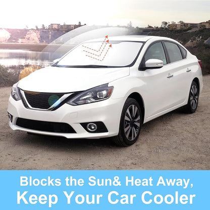 TINGLU Sun Shade for Nissan Sentra 2014-2019 Accessories Windshield Sun Shade Window Shade UV Rays Protection Sun Visor Cover with Steering Wheel Sunshade Storage Bag