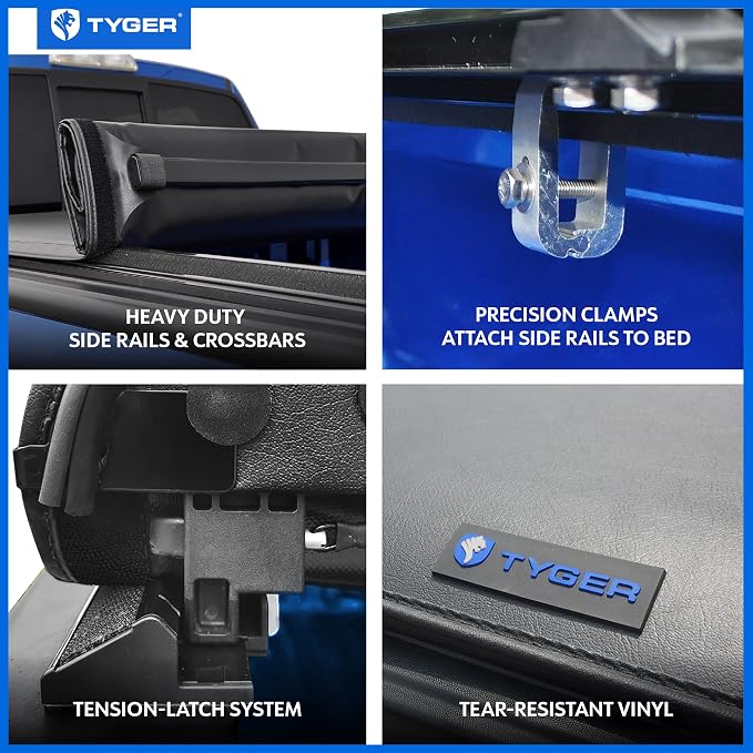Tyger Auto T1 Soft Roll Up Truck Bed Tonneau Cover Compatible with 2015-2020 Ford F-150 | Styleside 5.5' Bed | TG-BC1F9029, Black