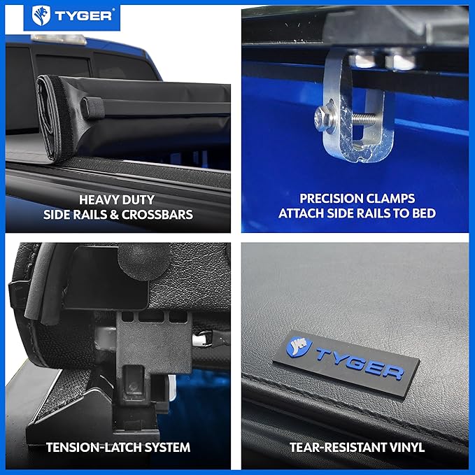 Tyger Auto T1 Soft Roll Up Truck Bed Tonneau Cover Compatible with 1988-2006 Chevy Silverado / GMC Sierra 1500 2500 HD 3500 HD | 2007 Classic ONLY | Fleetside 6'6" Bed (78") | TG-BC1C9009