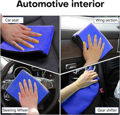 Hovom 3PCS Car Microfiber Towels, 23.62"×11.81" Lint-free Microfiber Towels for Cars Wash Drying, Super Absorbent Auto Cleaning Cloths, Reusable Washing & Detailing Towel, Car Cleaning Supplies (Blue)
