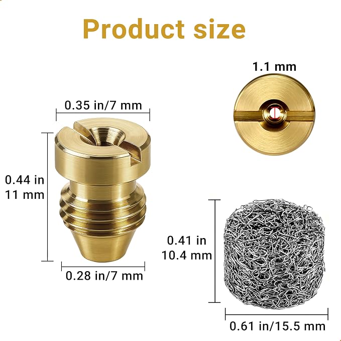 2 Pieces 1.1 mm Foam Cannon Orifice Nozzle and 2 Pieces Foam Maker, Universal Thread Tips for Snow Foam Lance