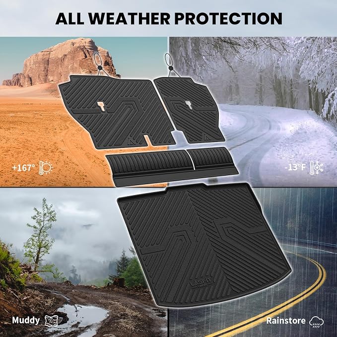 LASFIT Cargo Mat with Backrest Mat for Honda CR-V 2026 2025 2024 2023 Gasoline (Not for Hybrid), All Weather Custom Fit TPE Trunk Mat Trunk Liner Cargo Liner with Seatback Mat (Lower Position)