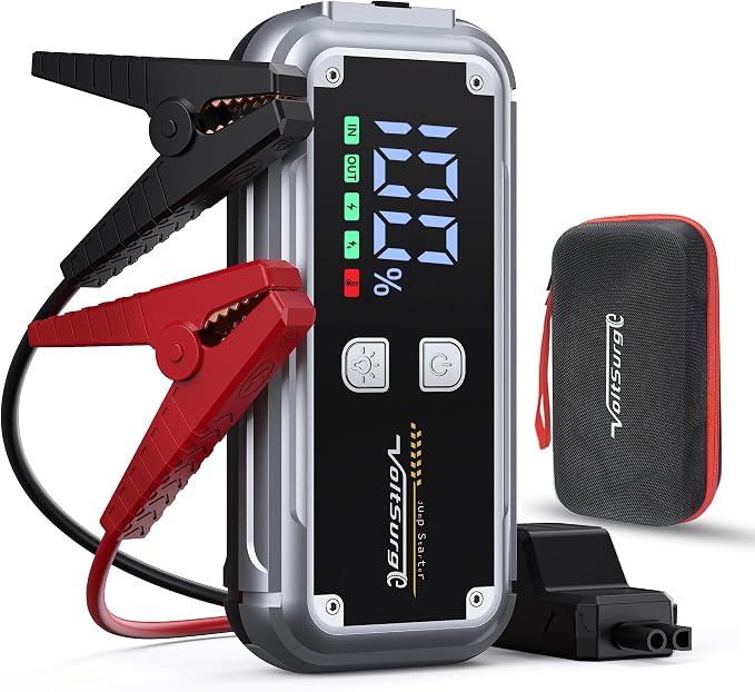7000A Jump Starter Pack for Car, 12V Portable Jumper Starter (up to All Gas 8.0L Diesel Engine) with LCD Display, Jump Box Charger with Lithium Battery, QC3.0 & 4 LED Light Modes