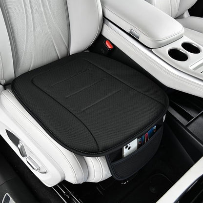 KAYI Car Seat Cushion, Comfort Memory Foam Car Cushions for Driving, Breathable Leather Surface with Anti Slip Rubber Bottom, Seat Cushion for Car and Office Chair (1, Knit Style Black)