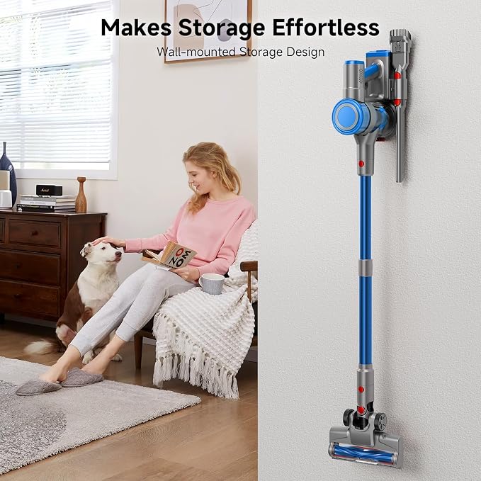 Cordless Vacuum for Home, Powerful Stick Vacuum Cleaner with Rechargeable Battery, 6-in-1 Lightweight Handheld Vacuum, 45 Mins Runtime for Hardfloor & Carpets Pet Hair