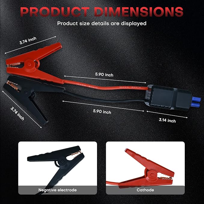 Smart Jump Starter Clamps,EC5 Heavy Duty Jump Starter Automotive Booster Clamp Cables Replacement Alligator Clamps with Intelligent