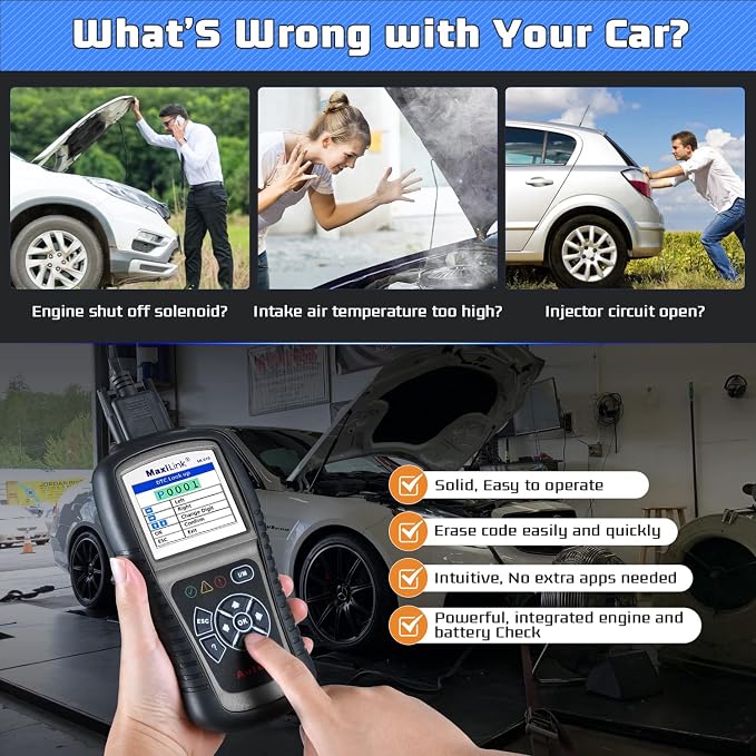 Autel MaxiLink ML519 Enhanced Mode 6 OBD2 Scanner Auto Diagnostic Scan Tool Check Engine Fault Code Reader CAN Scan Tool, Upgraded Ver. of AL319 Black