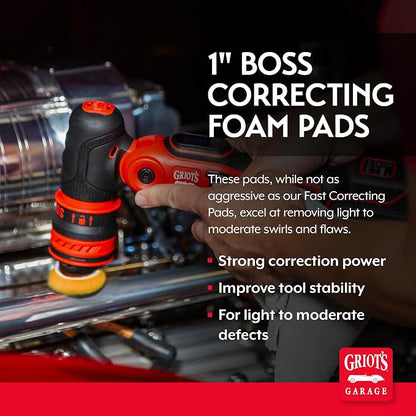 Griot's Garage 1" BOSS Correcting Foam Pads for Car Polishing, Buffing, Detailing and Light to Moderate Auto Paint Correction, Durable, Machine-Washable, Pack of 6
