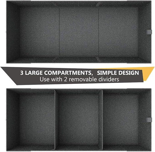 MIU COLOR Trunk Organizer for SUV, Sturdy Car Organizer, Non-Slip Bottom, Folded Storage Organizer for Sedan, Van, Jeep, Grocery, Car Organization for Men, Women, Large 3 Compartments, Classic Blk