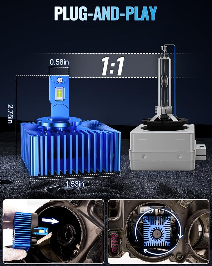 Marsauto D5S HID Bulbs, 10X Brightness 6500K White 3-Min Plug and Play HID Fitment Pack of 2