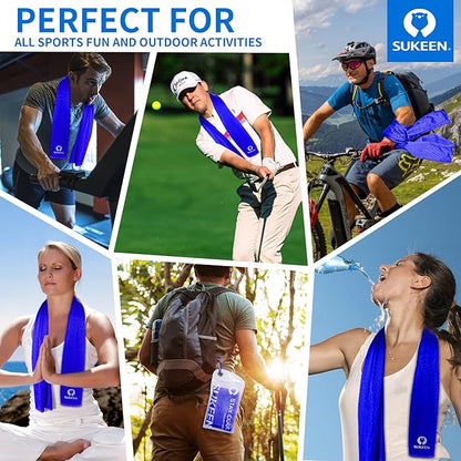 Sukeen [4 Pack Cooling Towel (40"x12"),Soft Microfiber Chilly Towel for Yoga,Sport,Running,Gym,Workout,Camping,Fitness,Workout & More Activities