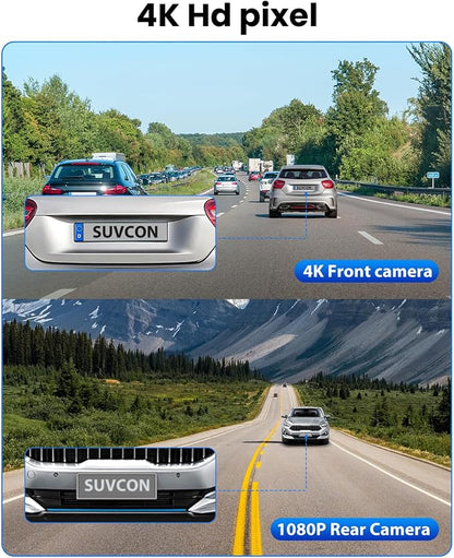 Dash Cam Front Rear 4K/1080P, Dash Camera for Cars Build in WiFi, Full HD Dash Cam with APP Control, 3.94‘’ IPS Screen Dash Camera with 32GB SD Card, G-Sensor, WDR, 24Hr Parking Mote, Loop Recording