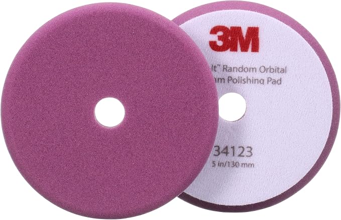 3M Perfect-It Random Orbital Foam Polishing Pad, 5"/130 mm, Purple, 34123, for Automotive Compounding and Polishing