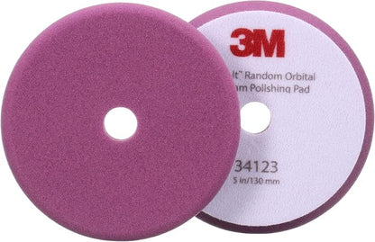 3M Perfect-It Random Orbital Foam Polishing Pad, 5"/130 mm, Purple, 34123, for Automotive Compounding and Polishing