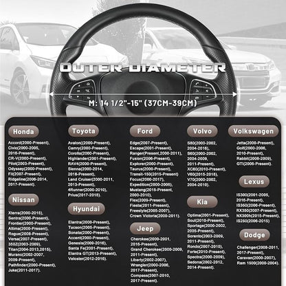 SEG Direct Steering Wheel Cover for Car, Standard Size 14.5-15 inch, Auto Interior Accessories, Black and Dark Brown
