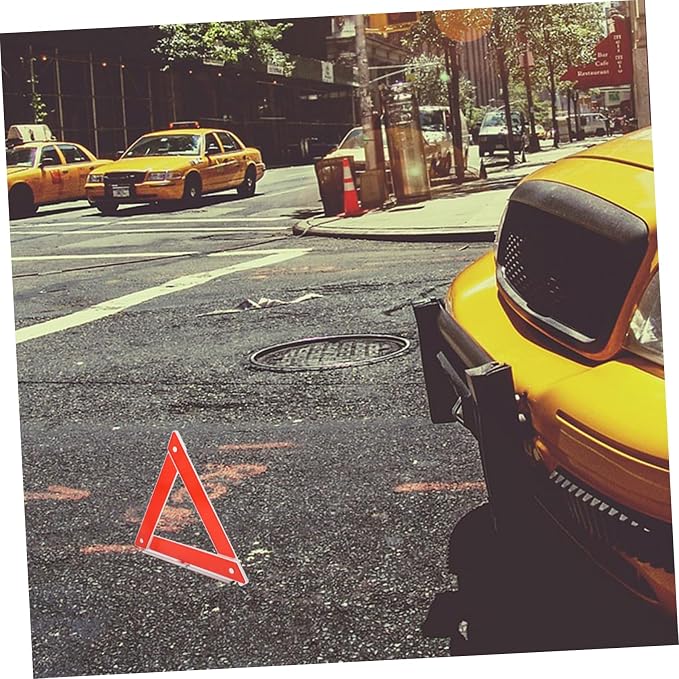 Emergency Safety Triangle High Visibility Reflective Warning Sign for Roadside Assistance and Traffic Safety Construction Easy Setup for Cars and Trucks