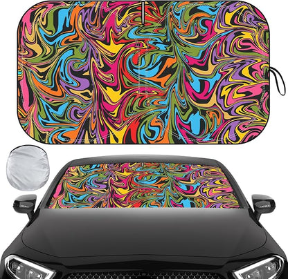 Windshield Sun Shade, Car Sun Shade Windshield, Reflector Sunshade Offers Ultimate Protection for Car Interior, Reflective Polyester Blocks Heat for Cars, Trucks, SUVs (57 x 31.5 in)