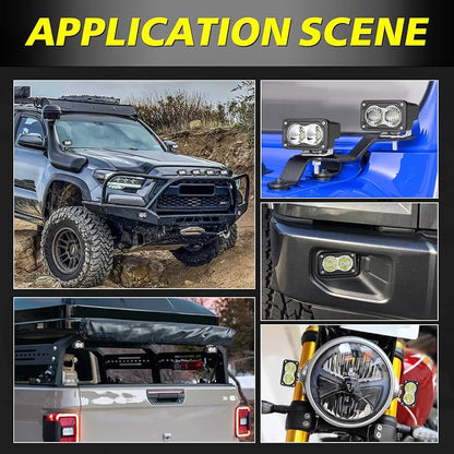 LED Pods, AKD Part 3 Inch Flood CREE LED Off Road Lights 40W Small Driving Light Pods Backup Reverse Lights Fog Pod Light 2 Packs for Truck Pickup Motorcycle UTV ATV SUV Dirt Bike Surron