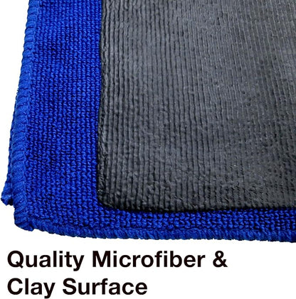 Detailer's Preference Microfiber Clay Towel, Fine Grade, Reusable Alternative to Clay Bars for Car Detailing, Removes Overspray, Rail Dust, Tar, Sap, and More 12"x12", Blue