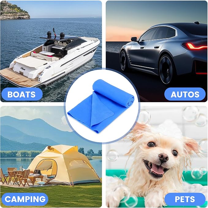 2 Pcs PVA Boat Car Drying Towels,Synthetic Chamois Towel Boat Supplies for Boat and Car,Absorbent Car Drying Towels to Clean Surface Prevent Scratches