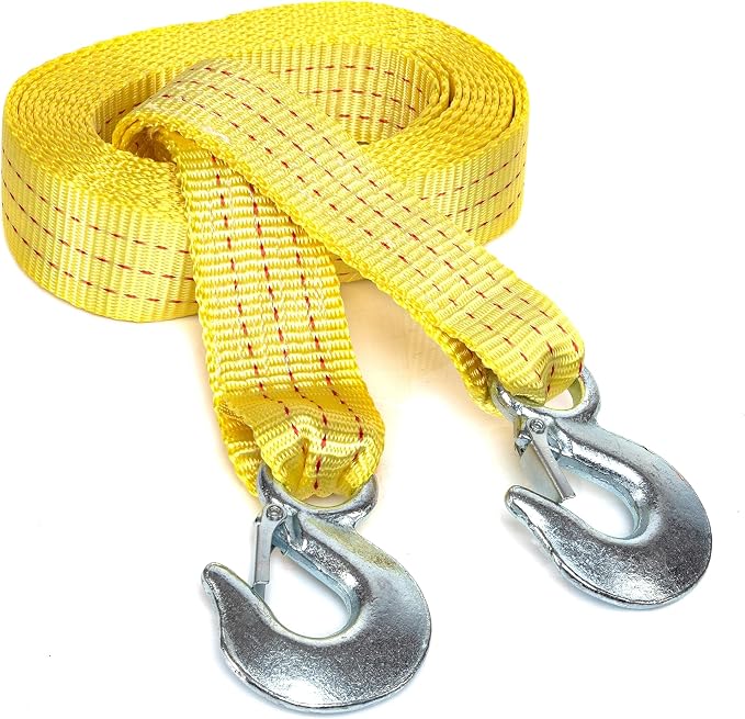 NEIKO 51005A Heavy-Duty Tow Strap with Hooks 2 Pack, 2 Inches by 20 Feet, Woven Polyester Webbing, and 10,000-Pound Capacity, HD Truck Recovery Strap and ATV Tow Strap, Tow Rope for Vehicles