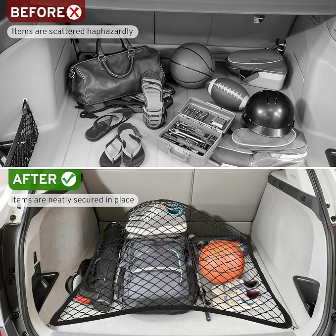 Cargo Net for SUV Rear Trunk Bed Compatible with Acura RDX MDX TLX Integra Tsx TL 2000-2025 2026 Accessories Elastic Netting Cover Net Stretchable Mesh Organizer 32" x 24" Stretch to 63"x43"