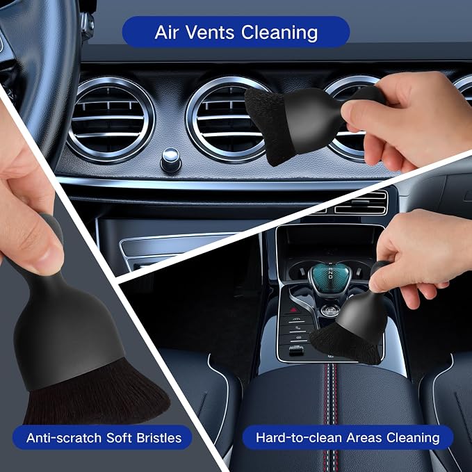 Qydipclin 11pcs Windshield Cleaner Tool, Car Window Cleaning Wash Kit with 6 Reusable Microfiber Pads 2 Spray Bottles and Extendable Handles Auto Glass Wiper Kit, Blue