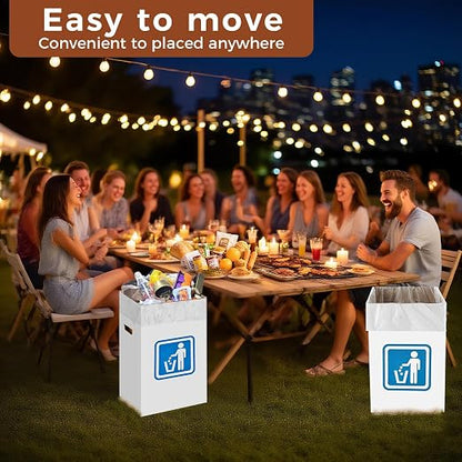 13 Gallon Cardboard Trash cans for Events (Pack of 10)， with 20 Liners Included，Be applicableOutdoor Events pop up Trash cans for Parties，Reusable Portable Garbage Can，in-Home Recycling Bins