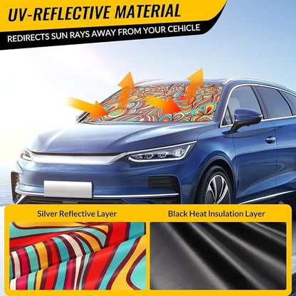 Windshield Sun Shade - Car Windshield Sun Shade for UV Protecion Heat Reduction 2026 Sun Visor for Car Interior (55"x31.5")