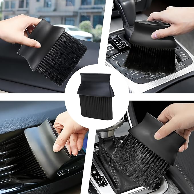 Car Interior Brush, Automotive Interior Dusting Brush, Car Accessories Interior Cleaning Brush,Detailing Brush Dusting for Car Interior, Dashboard, Air Conditioner Vents, Leather, Computer (Black)