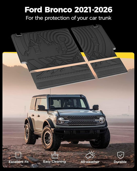 3W Ford Bronco Back Seat Cover Custom Fit for 2021-2025 2026 Bronco 4 Door All Weather Fit for Floor Liner Backrest Mats Full Set Ford Bronco Accessories