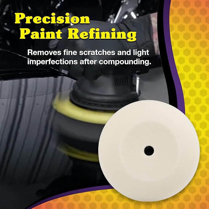 Wizards Foam Polish Buffing Pad - Velcro Backed, Medium Cutting Foam Pad for Car Detailing - ‎No Splatter High Density Foam for Auto Detailing Supplies - 8½" x 1¼"