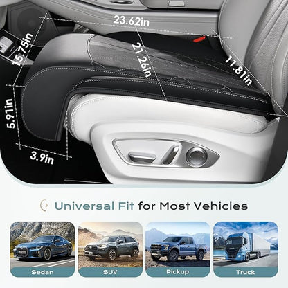 Coverado Car Seat Extender Leg Support, Leather Leg Extension Pad Car Seat Cushions, Waterproof Leg Extender Cushion for Long Driving, Car Leg Support Pad Universal Fit for Diver Seat (Update, Black)