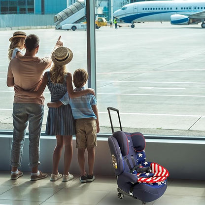 Car Seat Dolly for Airport - CarSeat Roller Cart Wheels for Airplane - Car Seat Travel Cart Carrier with Straps Foldable Luggage Trolley Folding Hand Truck (Black)