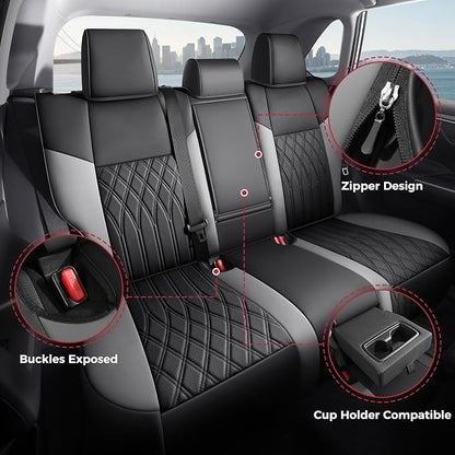 FREESOO Custom Seat Covers for Toyota RAV4 2019 2020 2021 2022 2023 2024 2025 Hybrid XLE LE Limited XLE Premium, RAV4 Leather Car Seat Covers Interior, RAV 4 SUV Accessories Full Set, BlackGrey