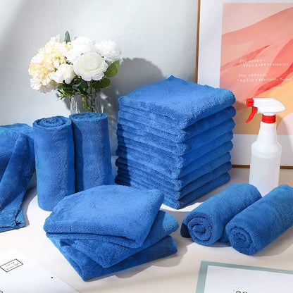 Shimeyao 40 Pcs 16 x 16 Inch Microfiber Towels for Cars, 500 GSM Edgeless Plush Car Detailing Towels, Lint Free Scratch Free Cleaning Cloths for Drying, Washing, Polishing, Waxing, Home (Dark Blue)