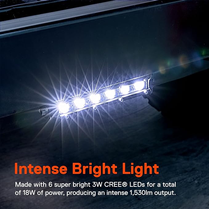 True Mods 2pc 7" Ultra-Slim Single Row Off Road LED Light Bar [1530lm] [18W] [IP68 Waterproof] [12V - 24V] Fog/Driving/Work Lights for Trucks ATV Cars - 30 Degrees Spot Light