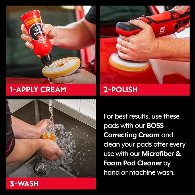 Griot's Garage 5.5" BOSS Correcting Foam Pads for Car Polishing, Buffing, Detailing and Light to Moderate Auto Paint Correction, Durable, Machine-Washable, Pack of 2