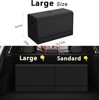 GMQ Car Trunk Organizer for SUV,Car Organizers and Storage with Collapsible Storage, Magnetic Lid Large Capacity for SUV, Truck, MPV (Carbon Black, L-21.5×13×12.5 IN)