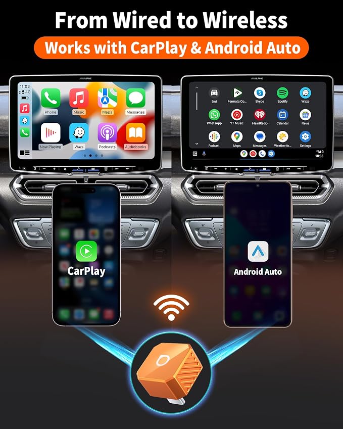 OTTOCAST Mini Pot (2026 Version) Wireless 2-in-1 CarPlay & Android Auto Adapter,Plug&Play Dongle for iPhone & Android,Bluetooth Auto Connect,Converts Factory Wired to Wireless CarPlay Adapter(USB-C)