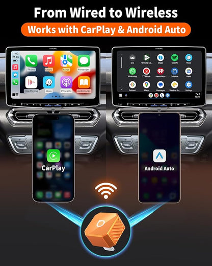 OTTOCAST Mini Pot (2026 Version) Wireless 2-in-1 CarPlay & Android Auto Adapter,Plug&Play Dongle for iPhone & Android,Bluetooth Auto Connect,Converts Factory Wired to Wireless CarPlay Adapter(USB-C)