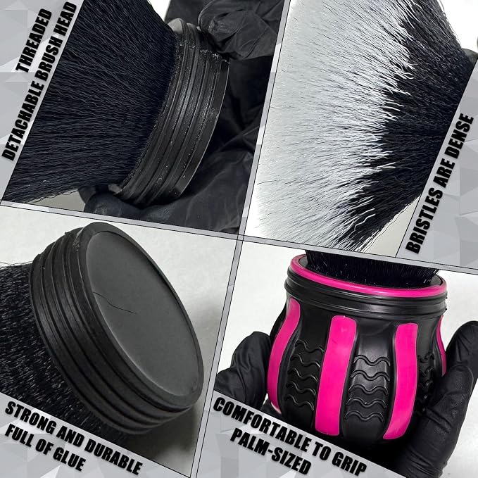 Ultra Soft Detailing Brush, Handle XL Brush - Ultra Soft Bristles, Multi-Color Handles, Removable Brush Heads, with Storage Rack, Covers Large Area Inside or Outside Vehicles(Pink)