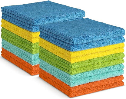 AIDEA Microfiber Cleaning Cloth, 20PK, Soft Absorbent Rags, Microfiber Towels for Cars, Kitchen Towels, Dusting Cloth for Home, Window, Cleaning Supplies, 12"×12"
