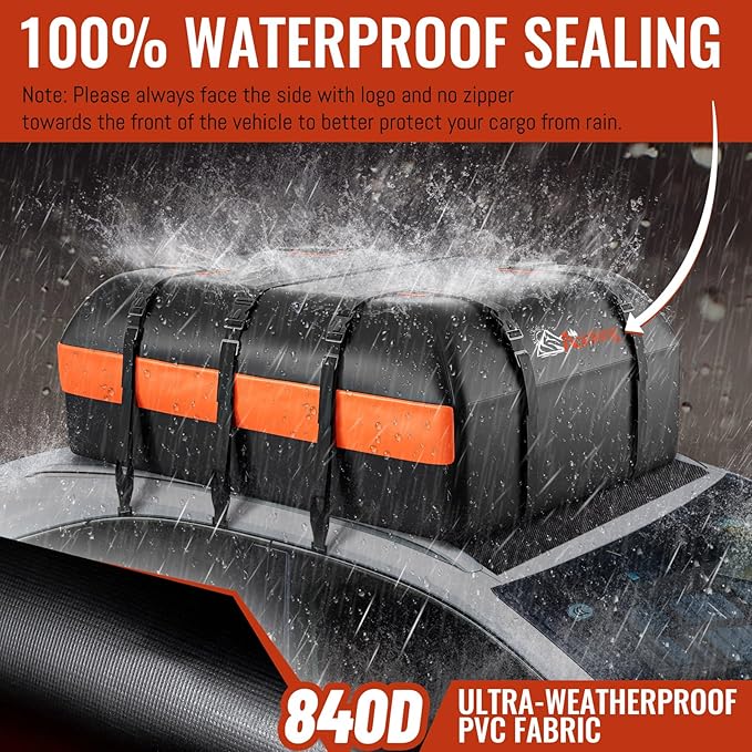 Asinking Car Rooftop Cargo Carrier Bag, 20 Cubic Feet Waterproof Heavy Duty Car Roof Bag for All Vehicle with/Without Racks - Anti-Slip Mat, 6 Door Hooks, Storage Bag, 2 Extra Straps, Luggage Lock