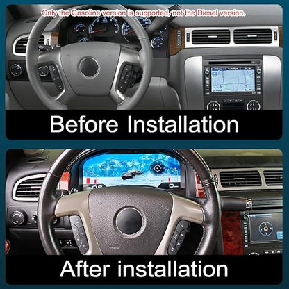 15.1 Inch Car Digital Cluster Gauge Replacement for GMC Yukon/Chevrolet Tahoe Silverado 2007-2012 Liquid Crystal Instrument Panel Automotive Dashboard Speedometer Screen Virtual Cockpit Head Unit