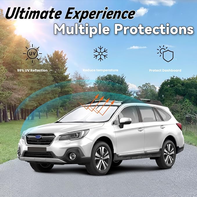 Windshield Sun Shade for 2015-2019 Subaru Outback, Car Front Window Sunshade with 240T Sun Visor Protector Blocks UV Rays Heat Sun Shield Accessories