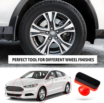 BABYSHEEP Car Tire Shine Applicator,Large Tire Shine Brush - Automotive Tire Dressing Applicator Brush with Storage Stand for Tire Detailing & Car Wash Kit, Black, 3.6 Inch Length -2pcs (Black & Red)