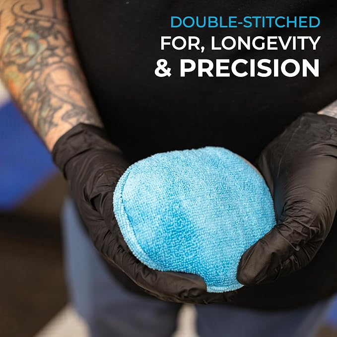 The Rag Company - Ultra No Soak Round Detailing Applicator - 70/30 Pearl Weave Microfiber for Applying Coatings, Dressings, Waxes, Sealants to Glass, Paint, Rubber, Leather, Plastic - 5 inch (5 Pack)