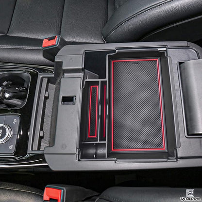 RUNROAD Upgrade Center Console Organizer Tray Compatible with Ford Explorer 2026 2025 2024 2023 2022 2021 2020 Accessories, ABS Armrest Tray Console Dividers Secondary Storage Box Container, Red